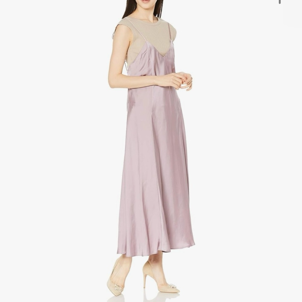 Snidel SWFO204043 Women's Cut Satin Layered Dress Purple Size F